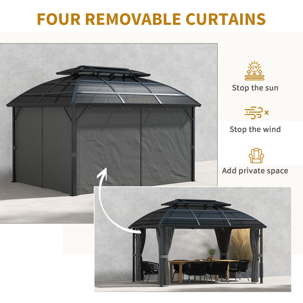 13' x 10' Patio Gazebo, Double Roof Outdoor Gazebo Canopy Shelter with Curtains and Aluminium Frame for Garden, Black