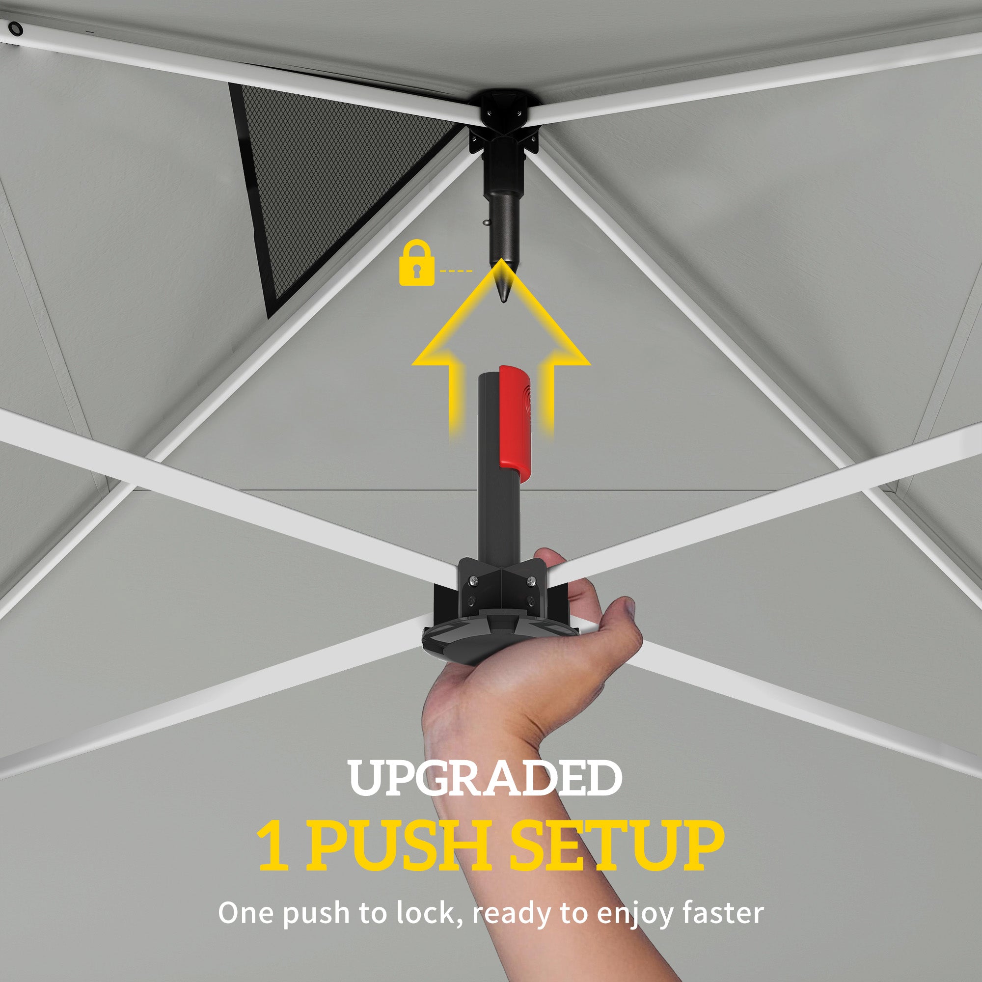 9.6 x 9.6 ft Pop Up Canopy Tent with Pockets, UPF 50+ 1-Button Push Outdoor Instant Canopy with Sandbags, Wheeled Bag