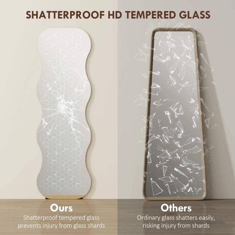 Frameless irregular shape full length mirror for bedroom home décor
