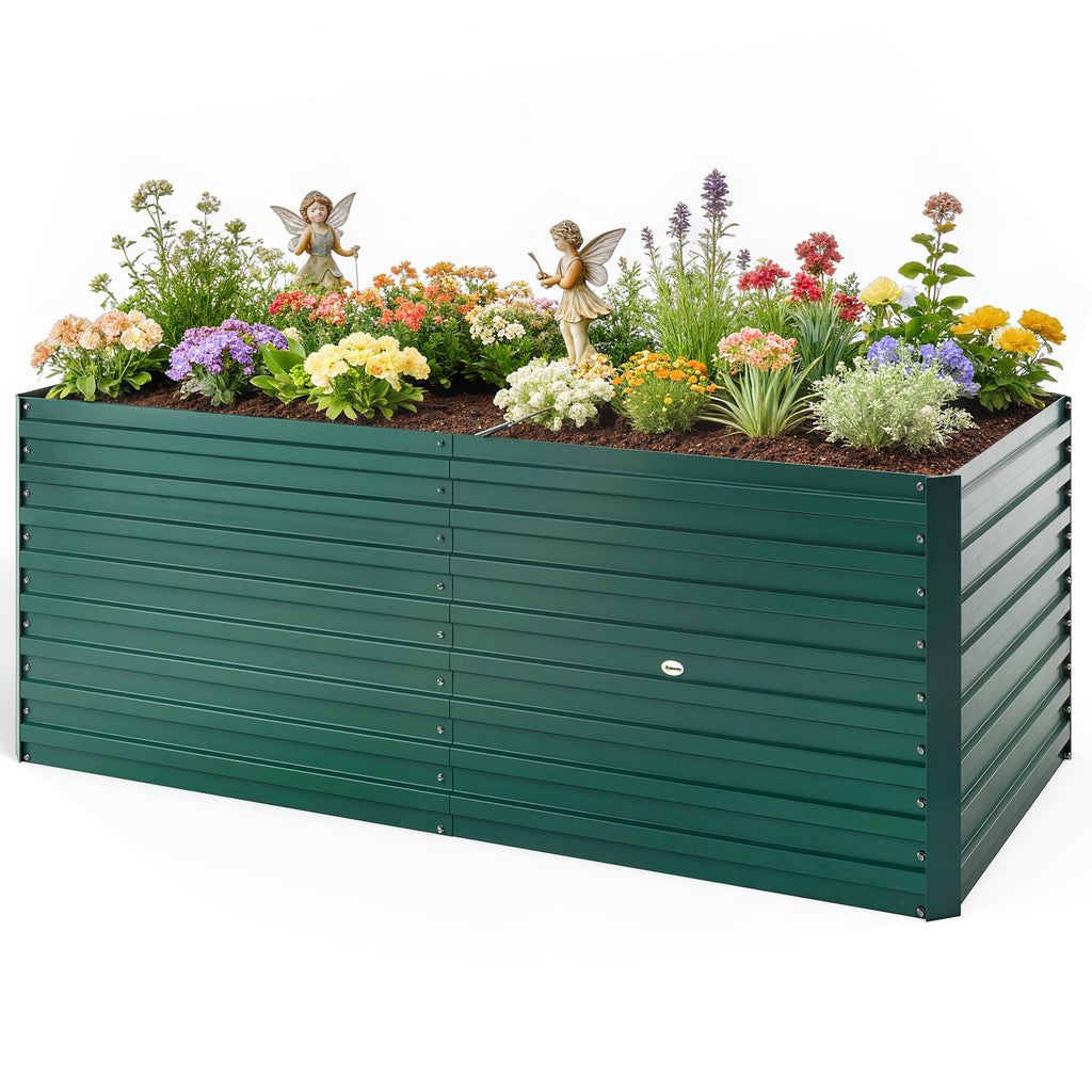 5' x 3' x 2' Raised Garden Bed, Galvanized Planter Box for Growing Flowers, Herbs and Vegetables, Green