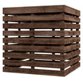 2-in-1 Outdoor Umbrella Base Storage Box Wooden Patio Side Table, Brown