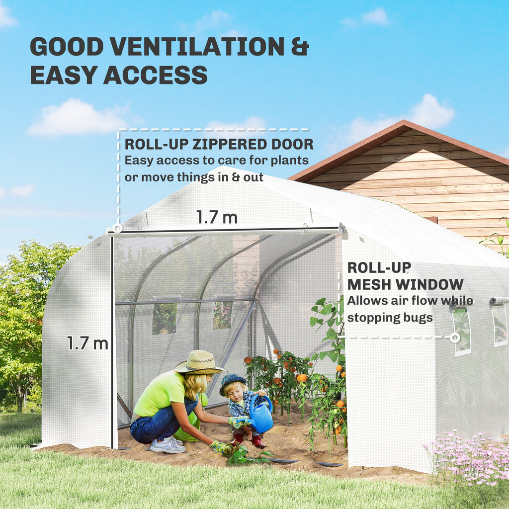 15'x10'x7' Greenhouse Gardening Planting Shed White