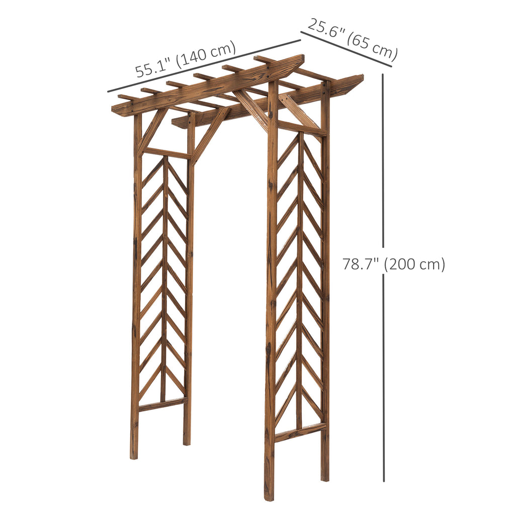 79" Plant Trellis, Arched Garden Arbour with Pergola Style Roof, Fir Wood Frame for Climbing Vines