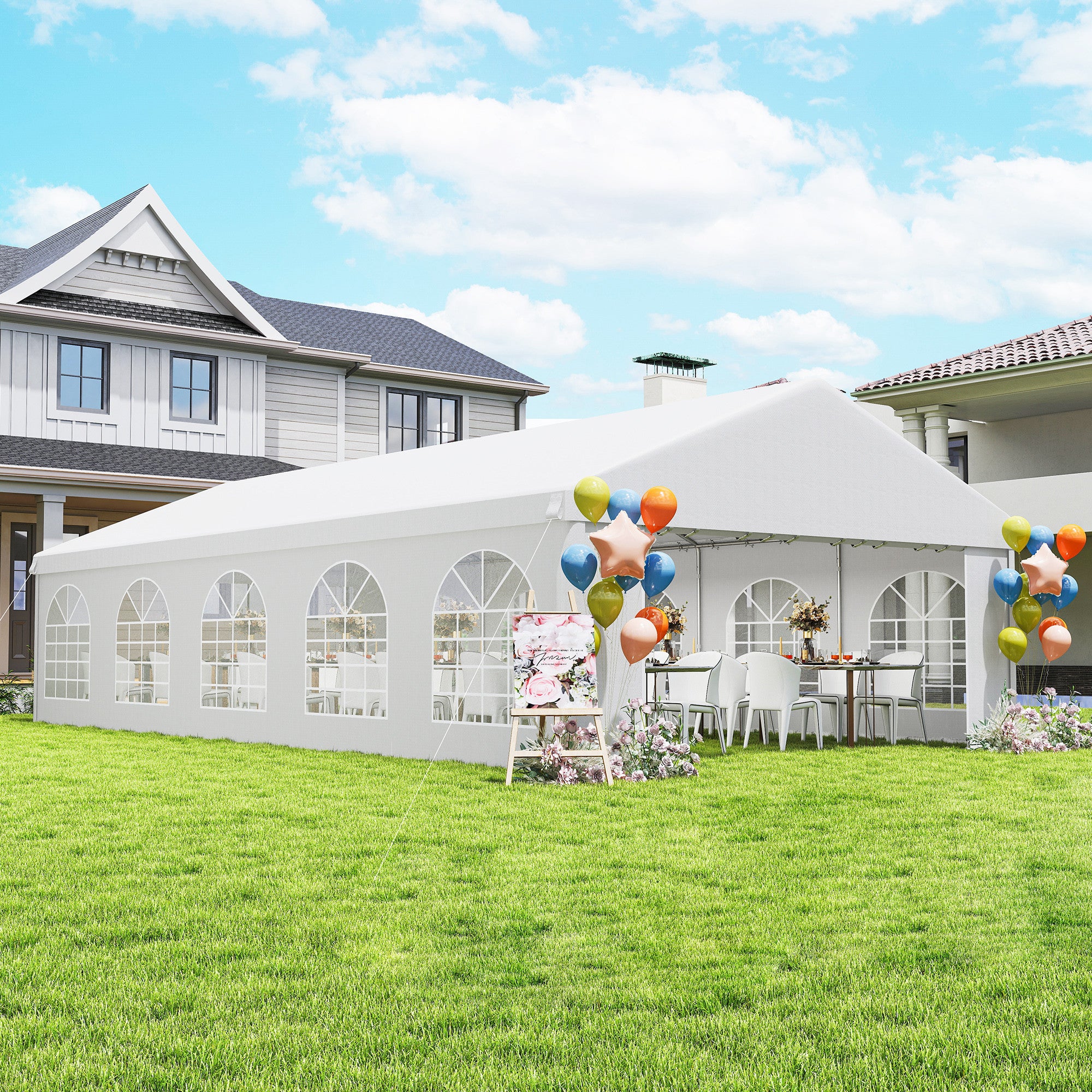 16'x32' Heavy Duty Large Party Tent & Carport with Removable Sidewalls, Portable Garage Canopy Tent, White