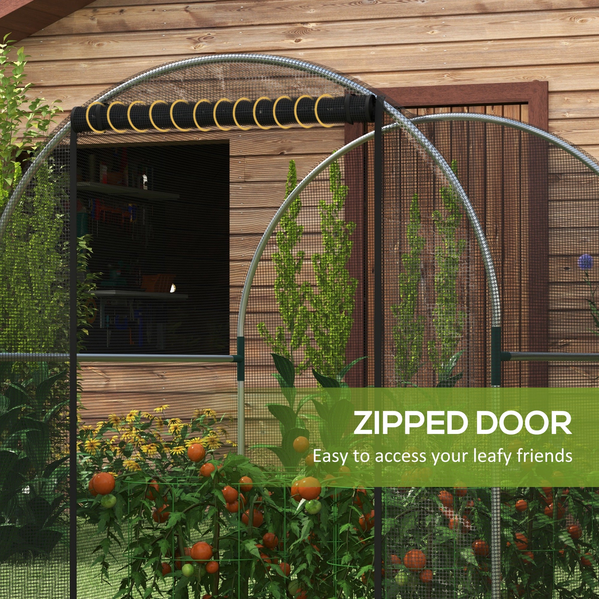 4.9' x 3.9' Crop Cage with Zipper Roll-Up Door, Mesh Plant Protection Tent from Animals with Galvanised Steel Frame
