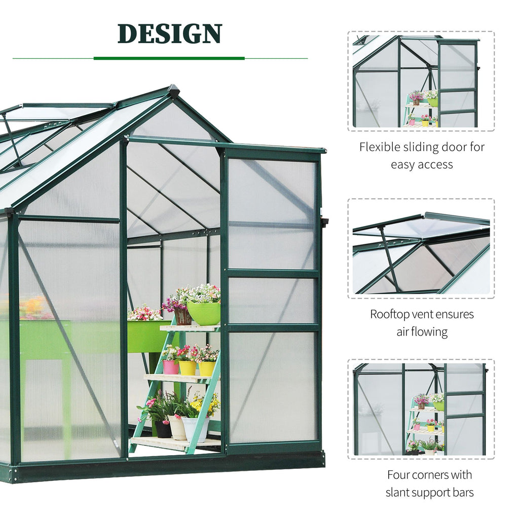 6' x 8' Greenhouse Clear & Twin Wall Panels Green Frame Press to Select
