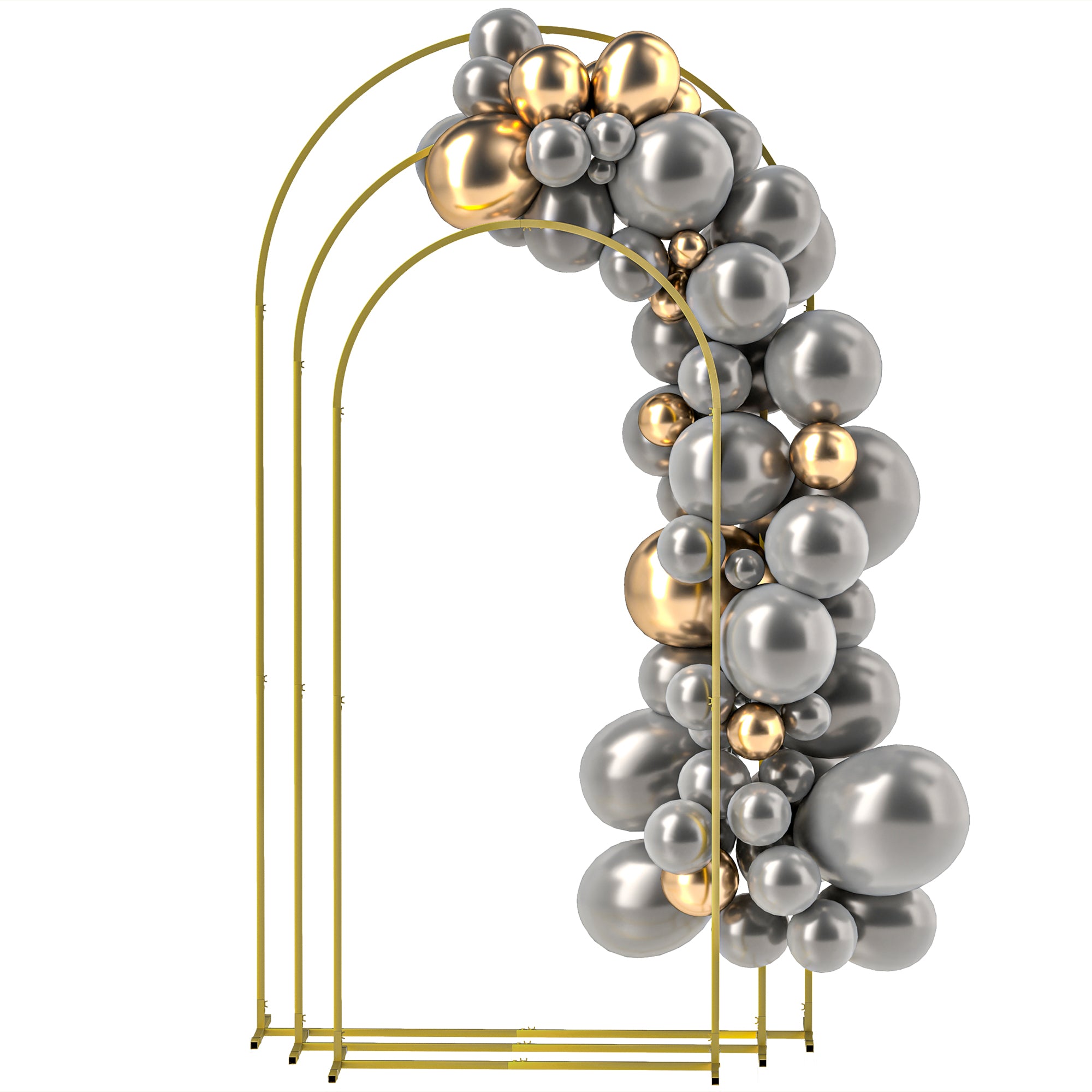 Wedding Arch, 7/6.5/6 ft Metal Balloon Arch Backdrop Stand Set of 3 for Birthday Party, Bridal Shower, Graduation, Ceremony, Banquet Decorations, Gold