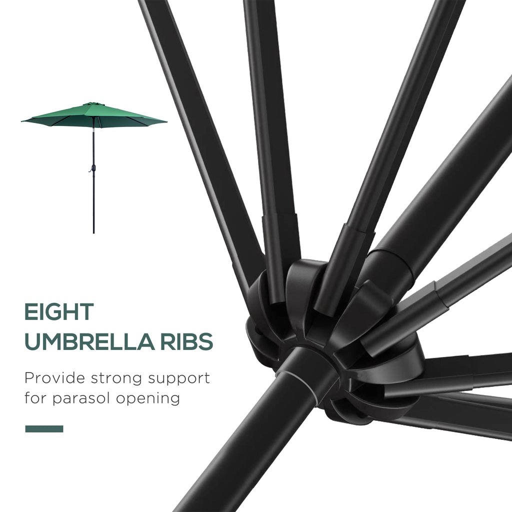 10' x 8' Round Market Umbrella, Patio Umbrella with Crank Handle and Tilt, Outdoor Parasol for Garden, Bench, Lawn, Green