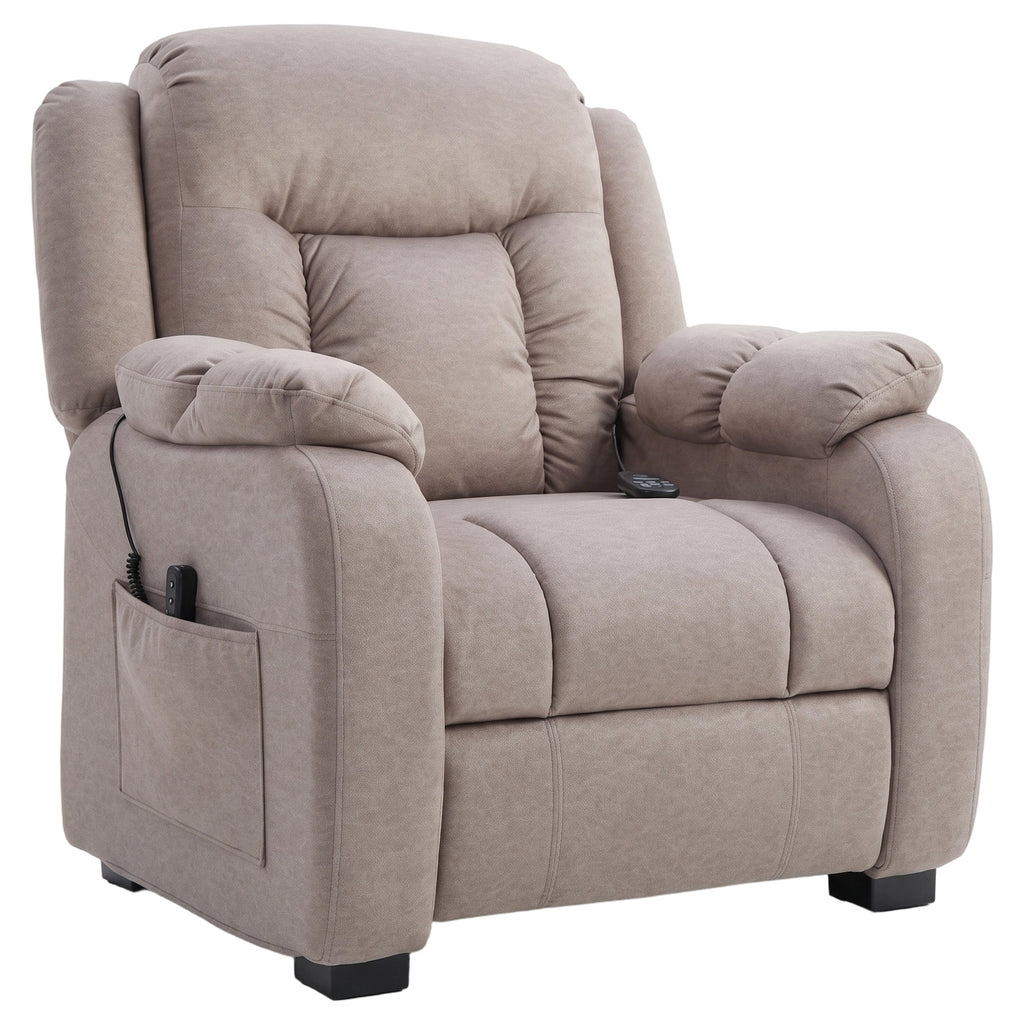 Massage Recliner Chair with Quiet Brushless Motor Pet-Friendly Fabric Power Recliner with 2 Memory Positions Brown