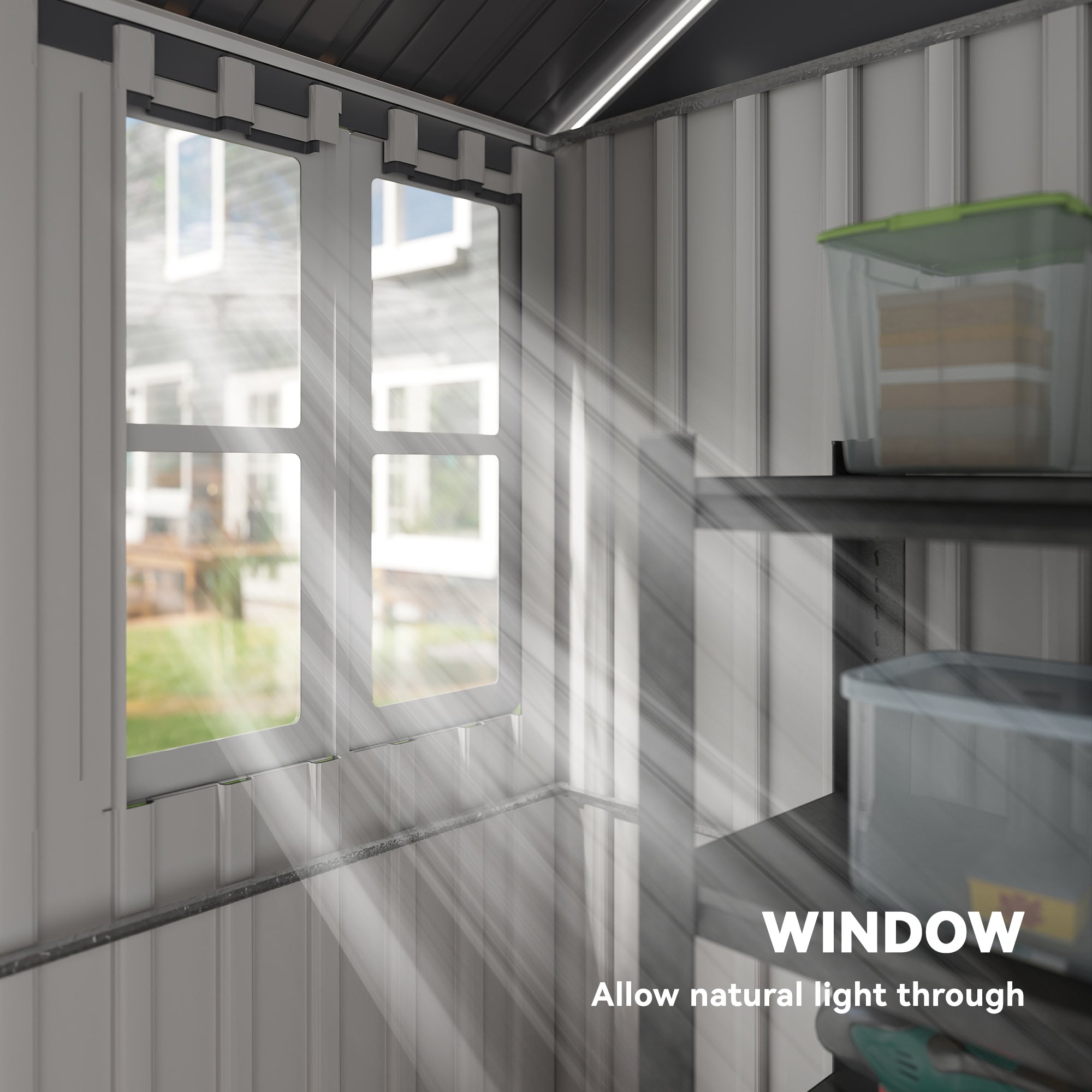 8.5' x 5.5' Metal Garden Storage Shed, Outdoor Tool Storage House with Lockable Door, Vents, Sloped Roof, Light Grey