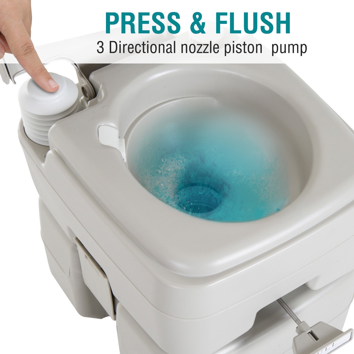Outdoor Portable Travel Toilet Detachable Flushable Tank Easy to Use 3 Way Pistol for Camping Hiking Boating Roadtripping 5.3 Gallon (20L)