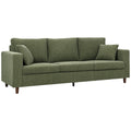 3 Seater Sofa with Wide Seat, Corduroy Couch with Deep Seat, Spring Cushion, Green
