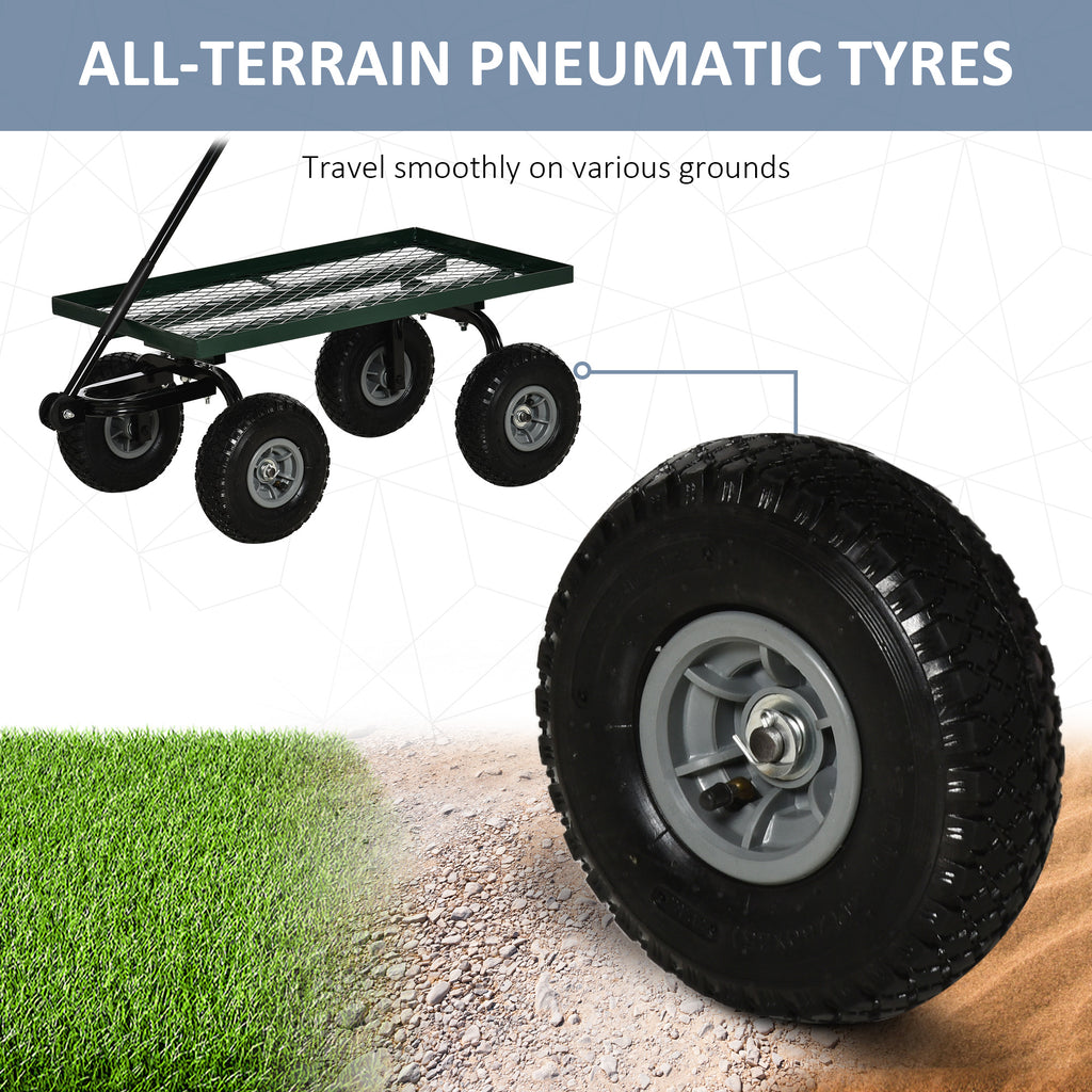 Heavy Duty Garden Wagon Cart with 10" Wheels, 330 lbs Capacity, for Garden, Beach, Lawn, Black