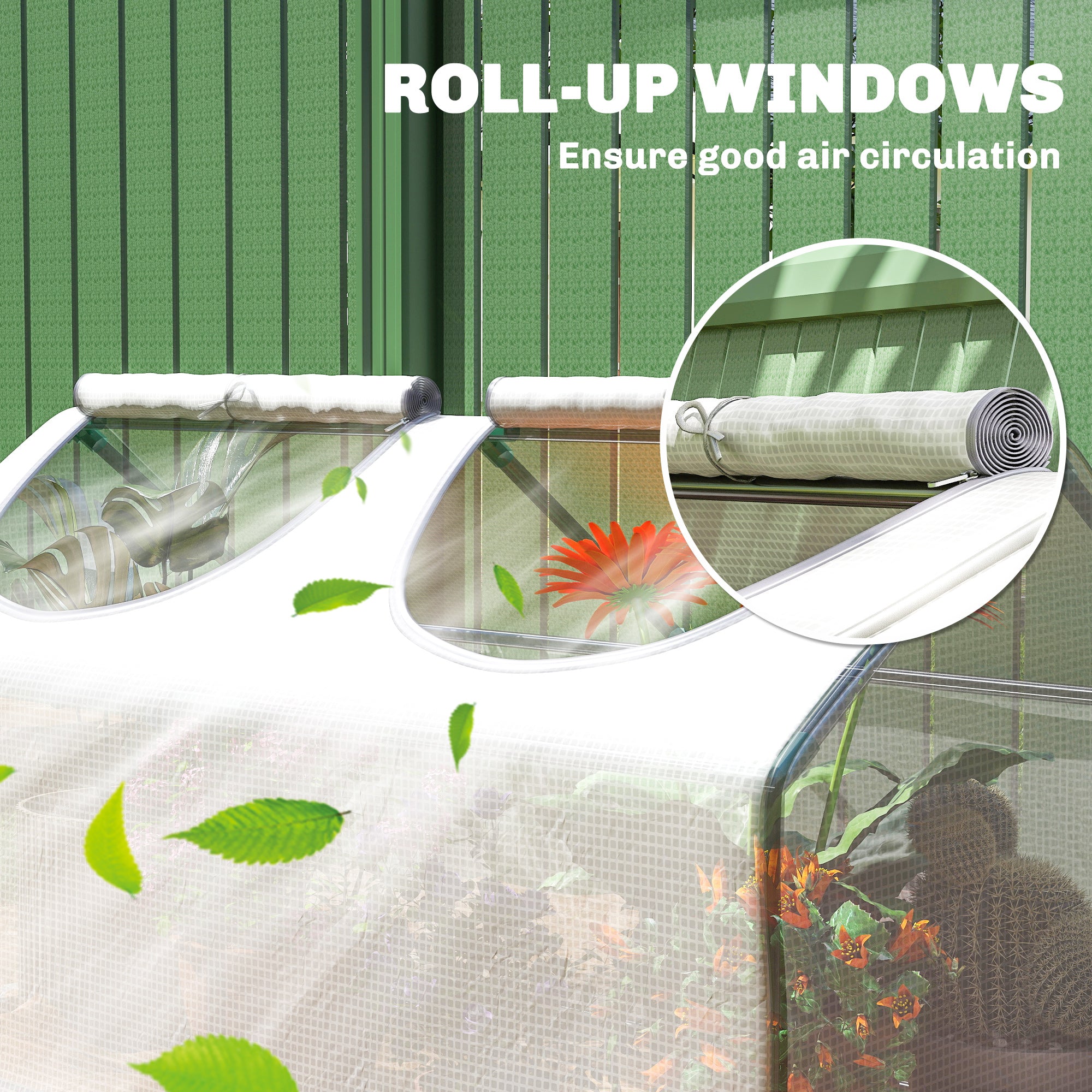 Portable Mini Tunnel Greenhouse Garden Warm House with 2 Windows Steel Frame PE Cover, 47" x 24" x 24", White
