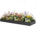 12 x 4 x 1ft Galvanized Raised Garden Bed, Reinforced Outdoor Planter Box with Open Bottom, Dark Grey