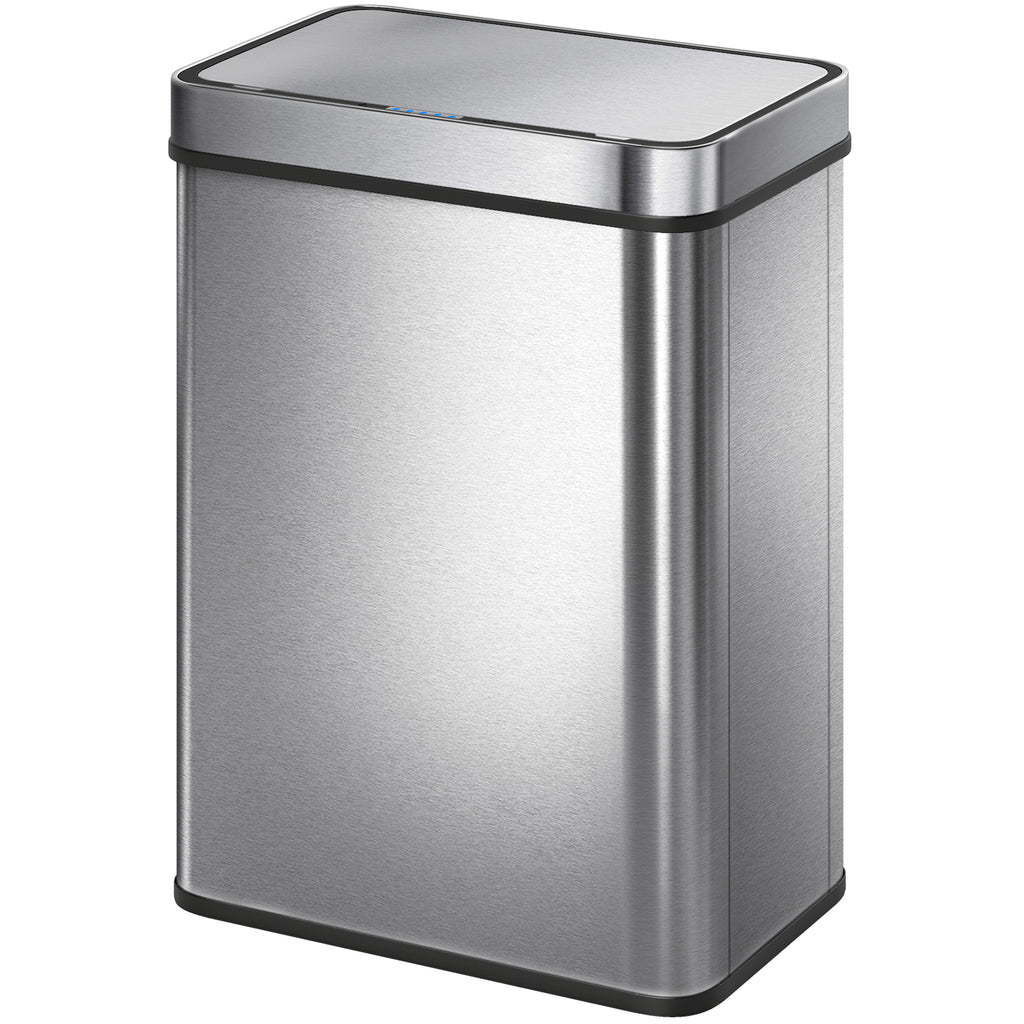 13.2 Gallon Sensor Can, Automatic Garbage Can with Soft-Close Lid, Fingerprint-Proof Stainless Steel, Silver