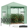 Portable Pop Up Greenhouse, Outdoor Walk-in Hot House with Roll-up Door & 2 Windows, 8' x 6' , Green