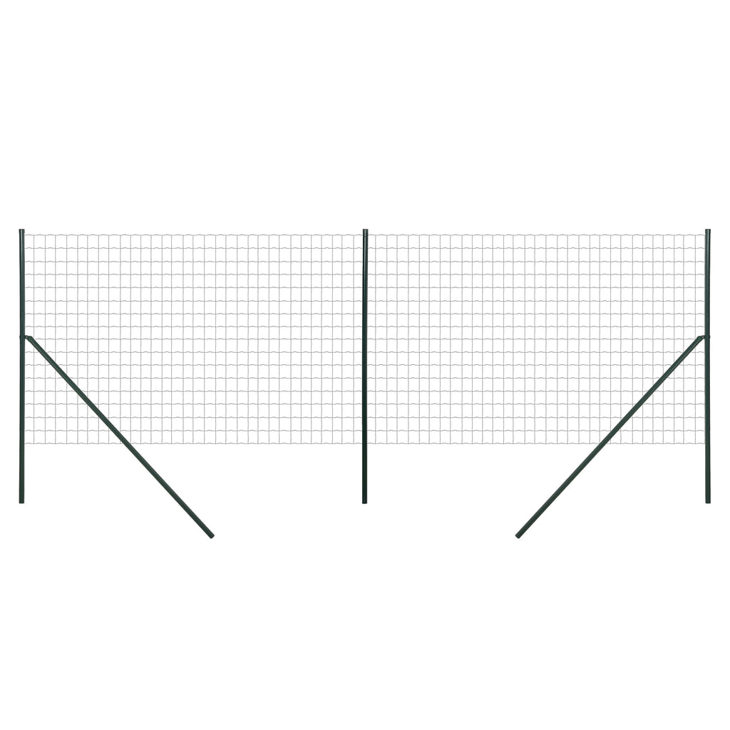 Garden Fence Barrier, Welded Fence Roll, Includes Posts & Support Braces, Green Plastic-Coated Steel