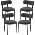 4 Pieces Kitchen Chairs, Modern Dining Chairs w/ Corduroy Upholstery and Steel Legs for Living Room, Black