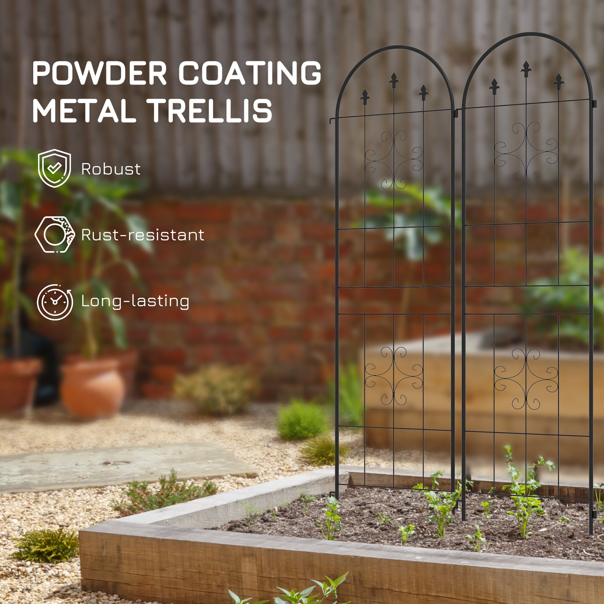 Metal Trellis Set of 4, Garden Trellis for Climbing Plants Support Frames, Arrow Design