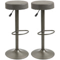 Modern Adjustable Bar Stools Set of 2, Swivel Barstool with Footrest, PU Leather Round Top for Kitchen, Dark Grey