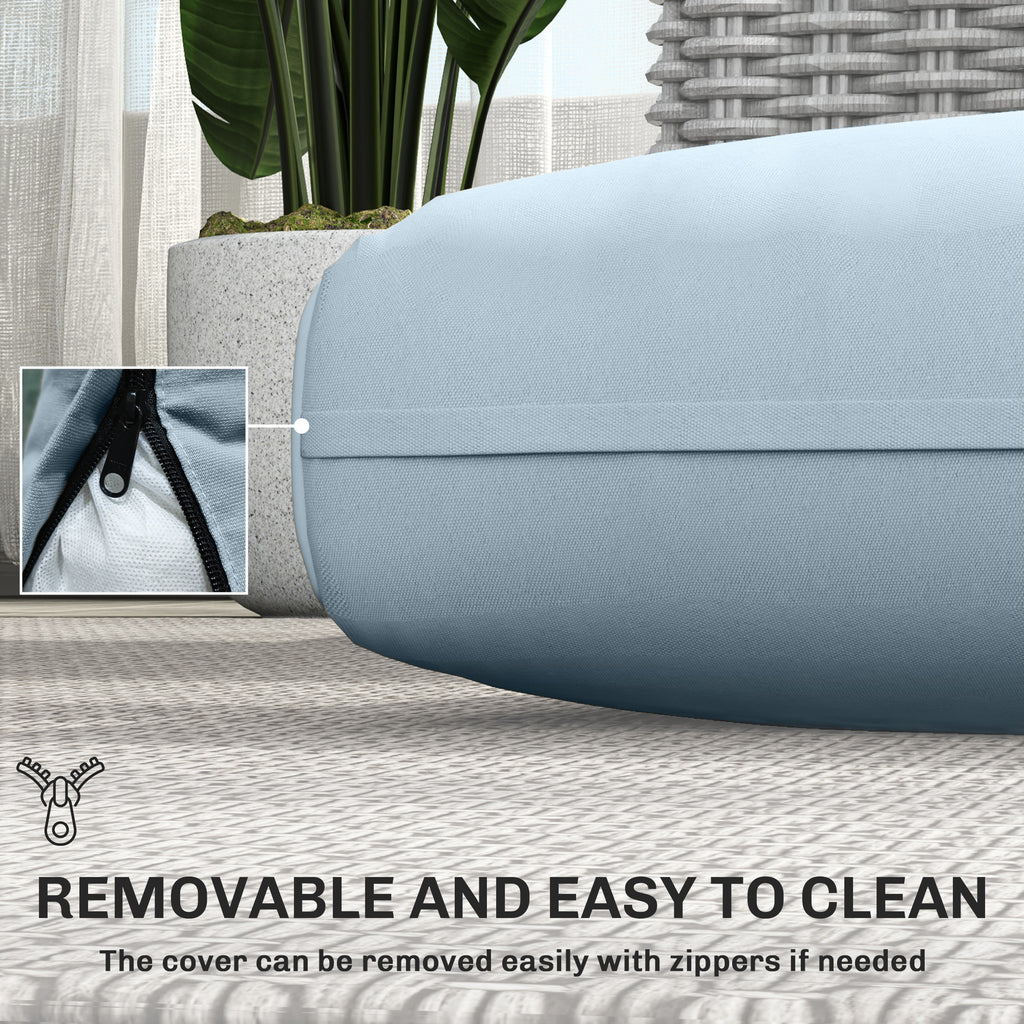 Outdoor Seat Cushions with Backrest, Loveseat Double Sofa Outdoor Furniture Cushions, Light Blue