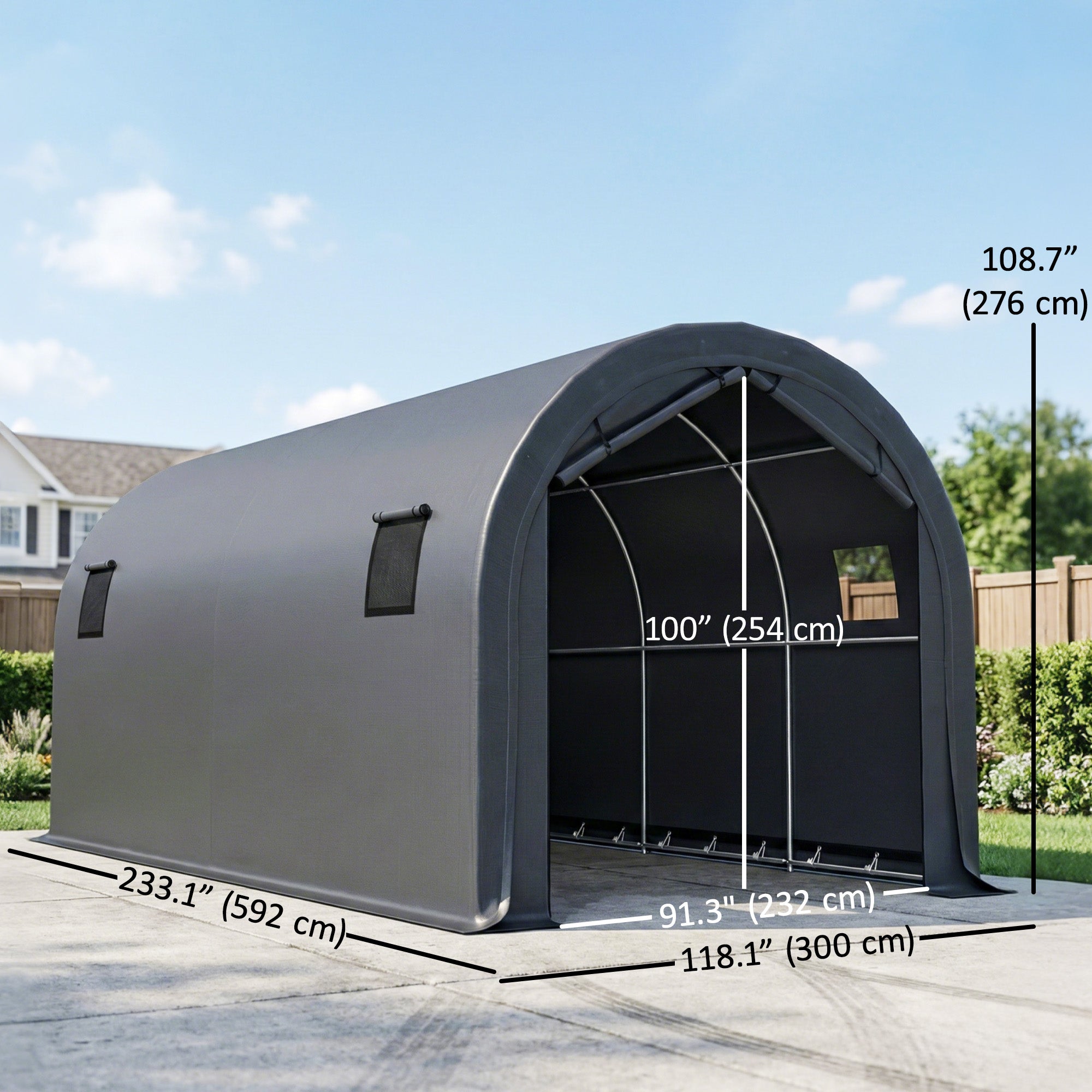 10' x 19' Heavy Duty Carport, Portable Garage Car Canopy Tent Shelter with Reinforced Galvanized Frame, Dark Grey