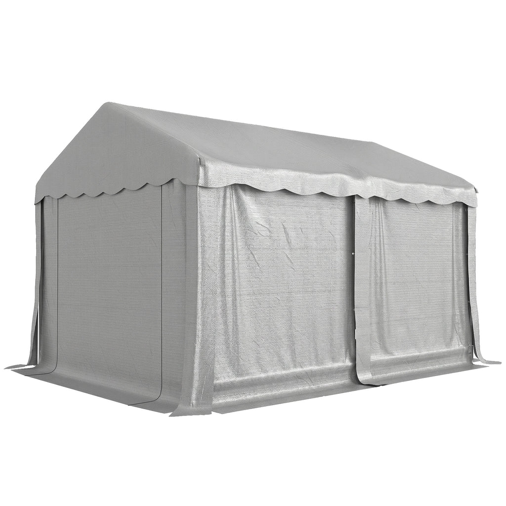 13' x 10' Portable Shed, Outdoor Storage Shed Tent with Roll-up Zipper Door and Removable Sidewalls, Light Grey