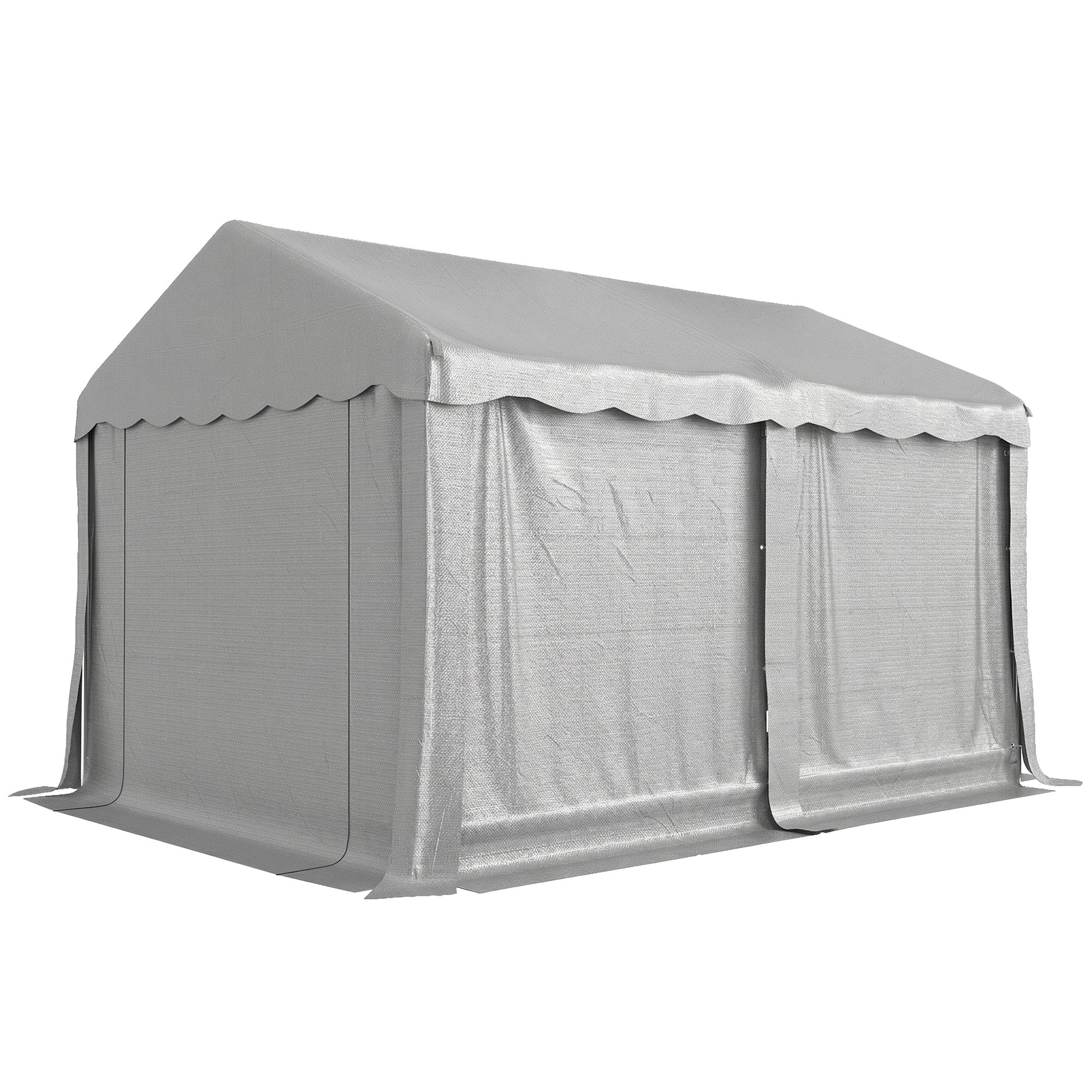 13' x 10' Portable Shed, Outdoor Storage Shed Tent with Roll-up Zipper Door and Removable Sidewalls, Light Grey