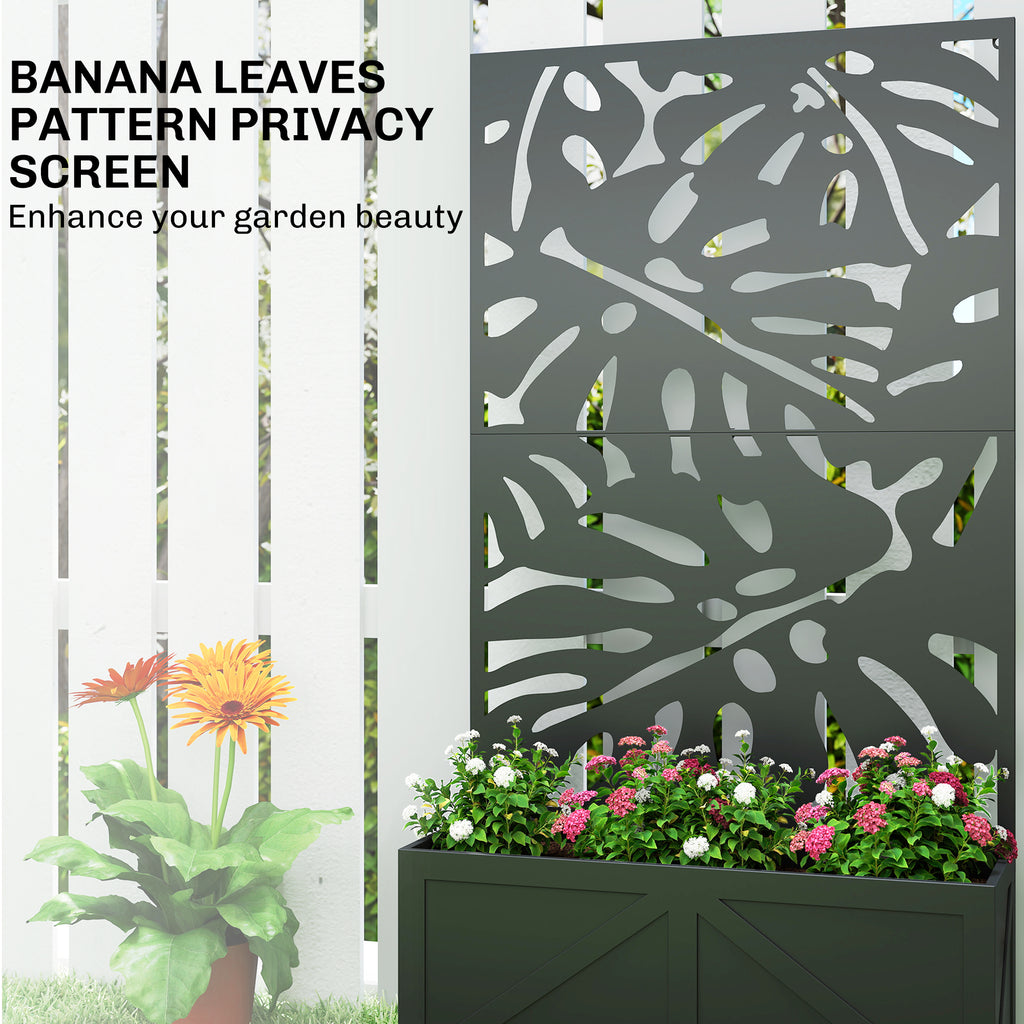 Metal Raised Garden Bed with Trellis for Climbing Plants, Freestanding or Wall Mounted Flower Bed with Privacy Panel