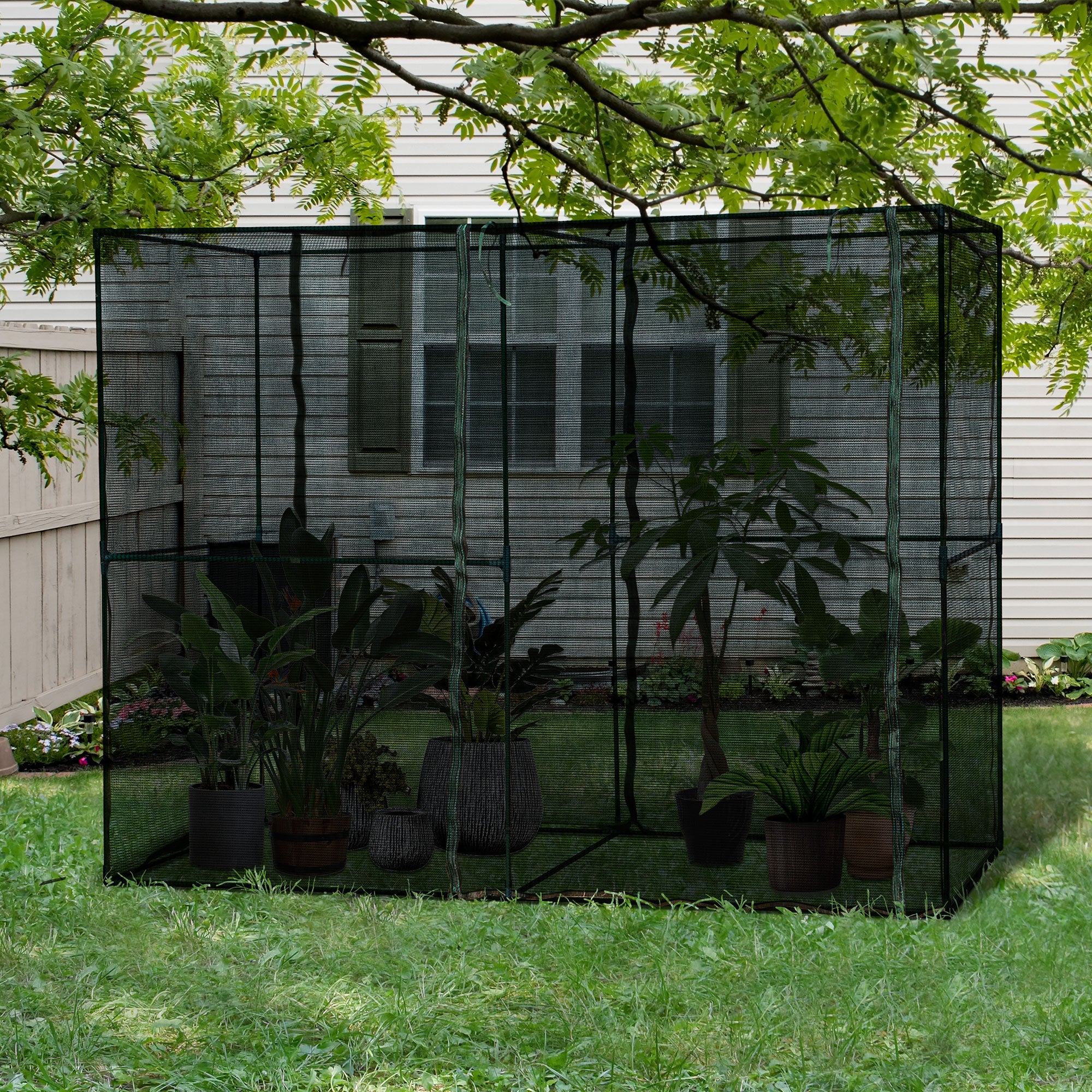 94.5''x47.25''x 72.75'' Heavy Duty Outdoor Greenhouse W/ Frame Garden Planting Warm House With Roll-Up Zipper Doors for Seedlings, Herbs, or Flowers , Black