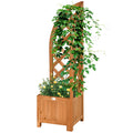 Raised Garden Bed with Trellis, Wooden Raised Planter Box with Corner Trellis, Outdoor Garden Bed for Patio & Balcony