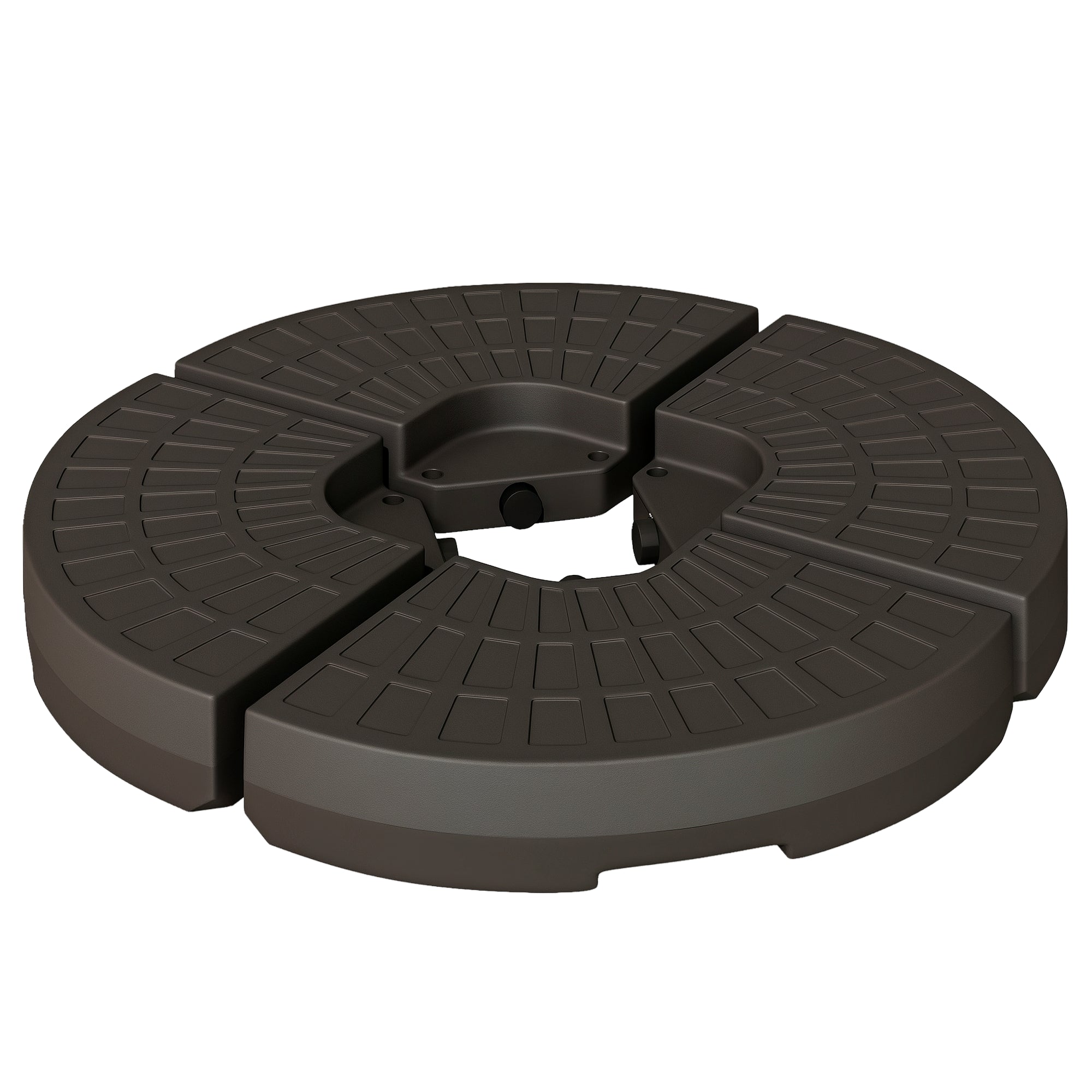 4-Piece Cantilever Offset Patio Umbrella Circular Base Stand w/Carry Handles, Water & Sand Filled