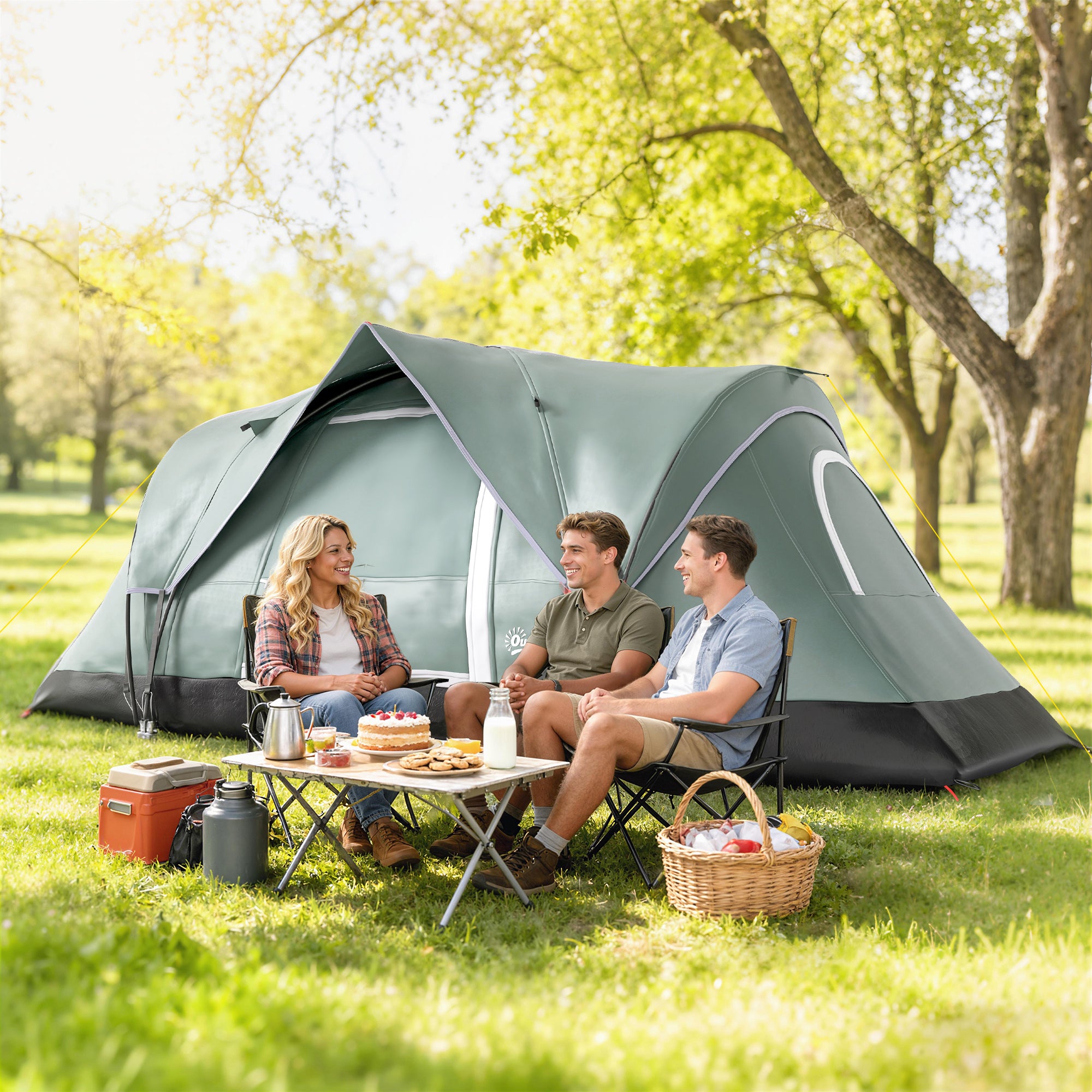5 Person Family Tent, Outdoor Camping Tent with Lighting Hook, Carrying Bag for Camping, Hiking and Travelling, Green