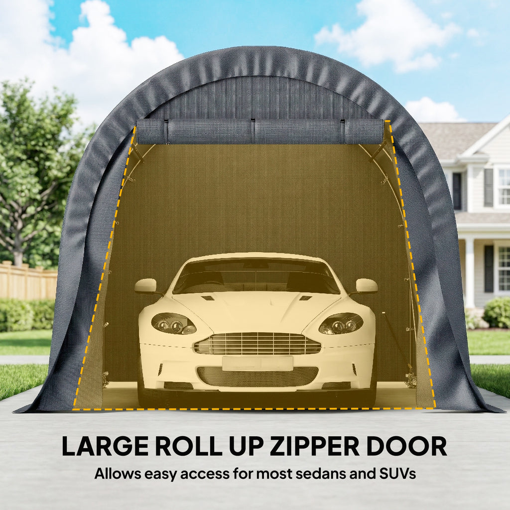 10' x 15' Heavy Duty Carport, Portable Garage Car Canopy Tent Shelter with Reinforced Galvanized Frame, Dark Grey