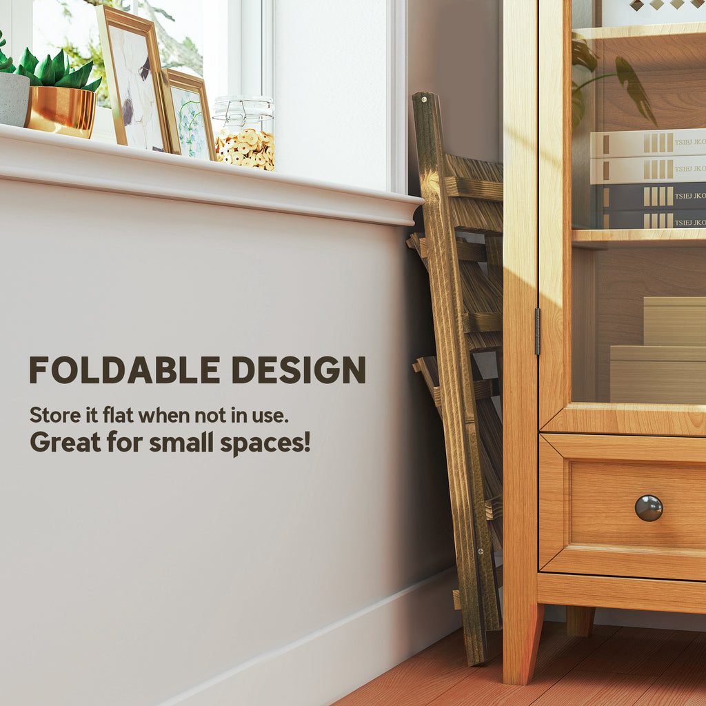 Outdoor Plant Stand, Foldable 3-Tier Wooden Plant Shelf