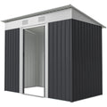 7' x 4' Outdoor Storage Shed, Metal Garden Tool Storage House Organizer with Lockable Sliding Doors and Vents for Backyard Patio Lawn, Charcoal Grey