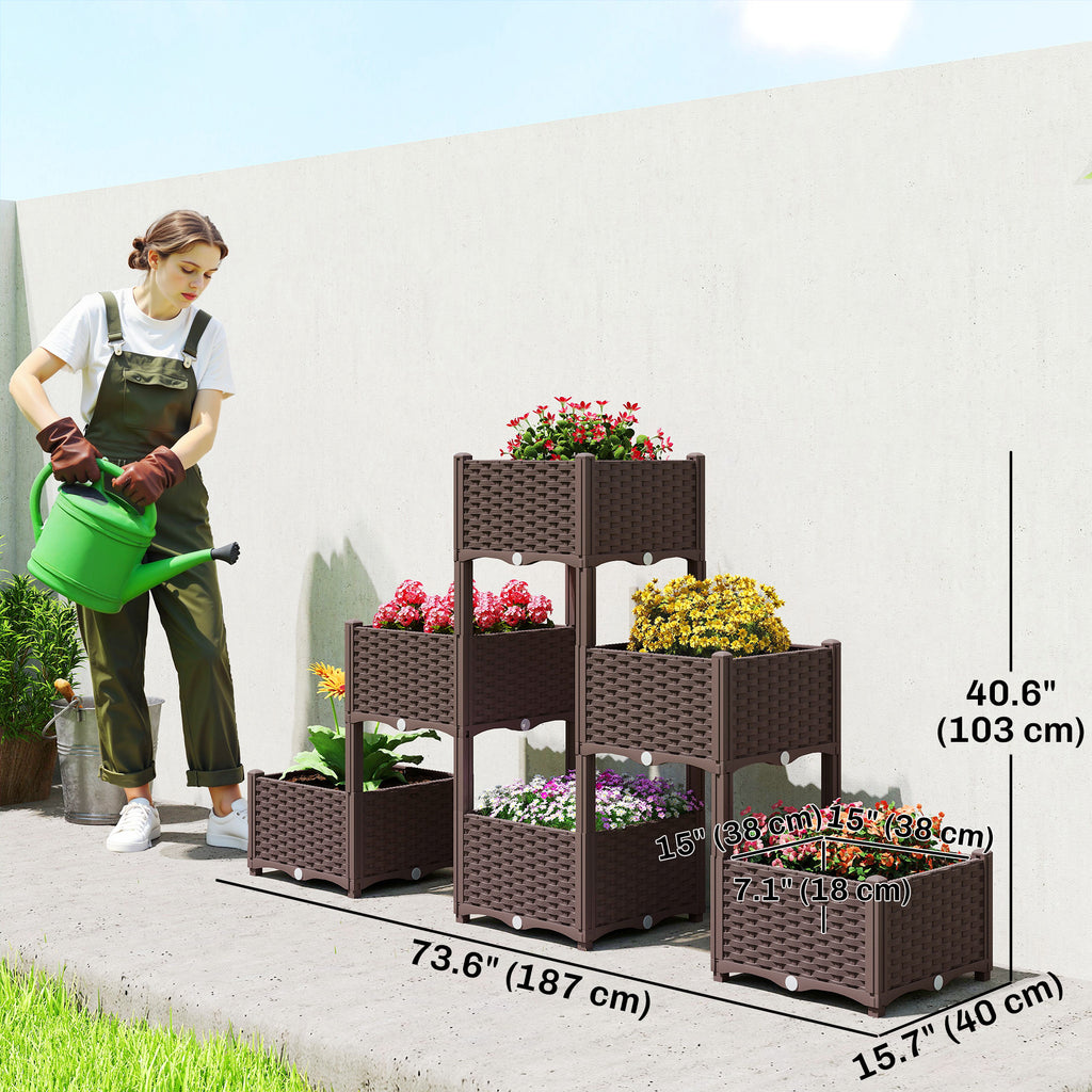 Plastic Raised Garden Bed with Legs, Self Watering Elevated Planter Boxes with Drainage Holes and Plugs