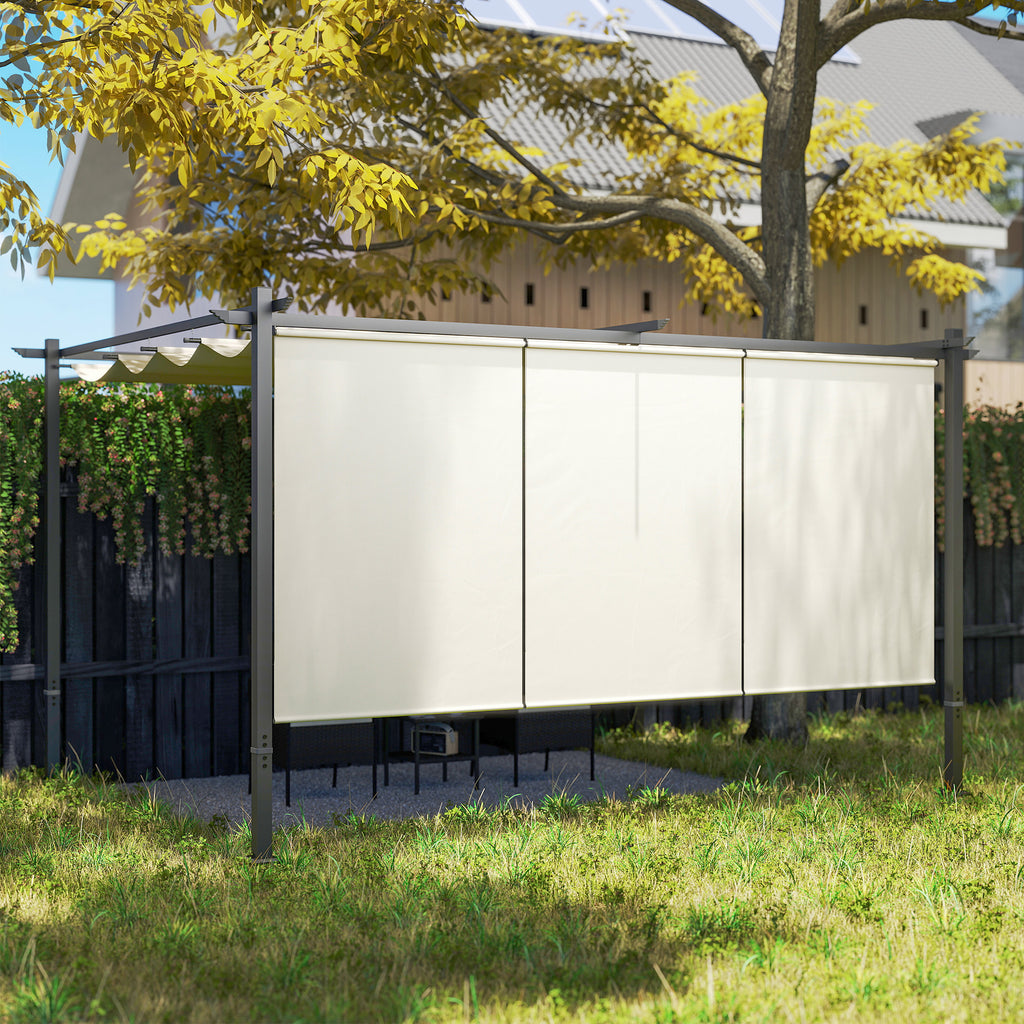 10' x 12' Retractable Pergola Canopy with Roller Shade, Free Standing Patio Gazebo, UPF30+