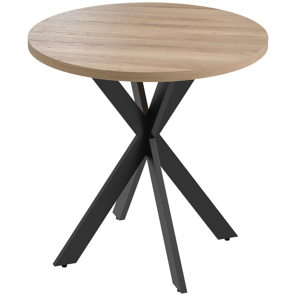 29" Dining Table, Contemporary Round Kitchen Table with Steel Legs, Brown