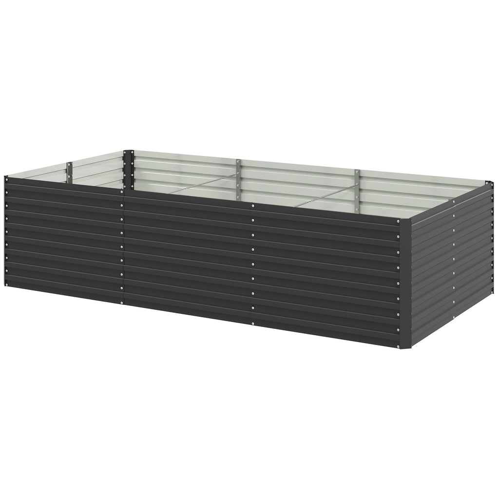 8' x 4' x 2' Raised Garden Bed, Galvanized Planter Box for Growing Flowers, Herbs and Vegetables, Dark Grey