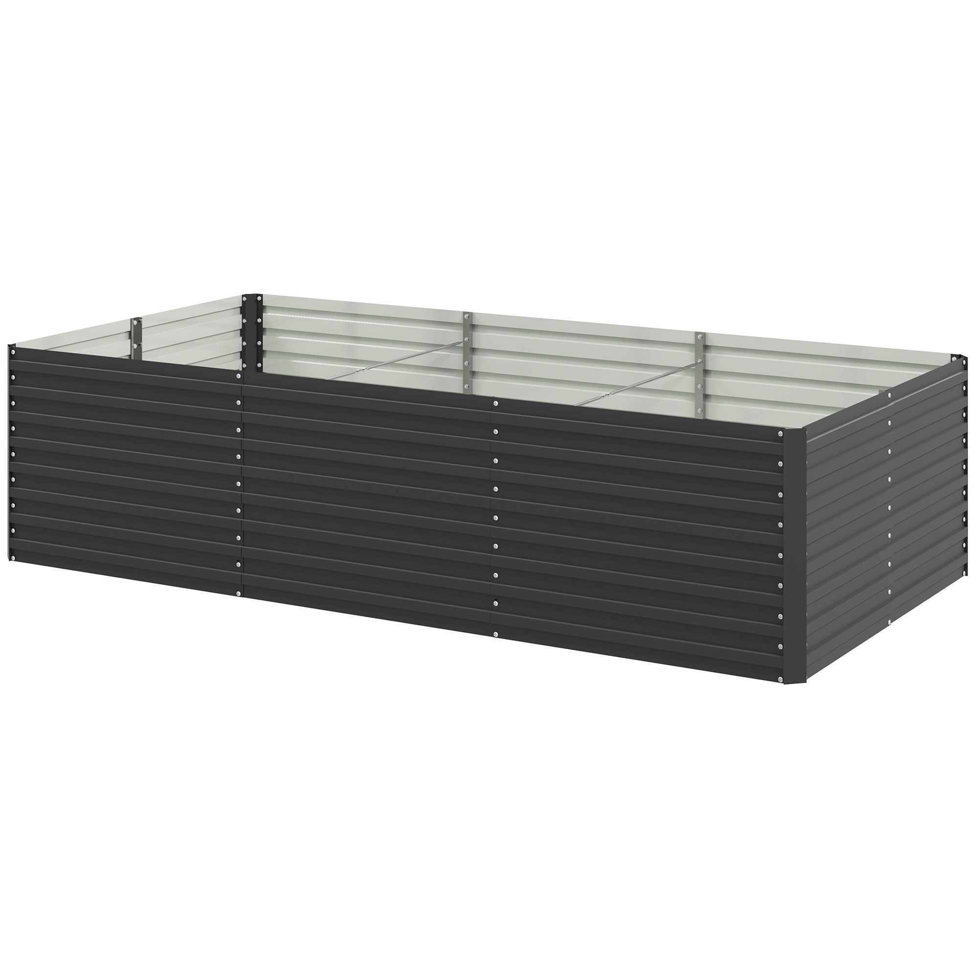 8' x 4' x 2' Raised Garden Bed, Galvanized Planter Box for Growing Flowers, Herbs and Vegetables, Dark Grey