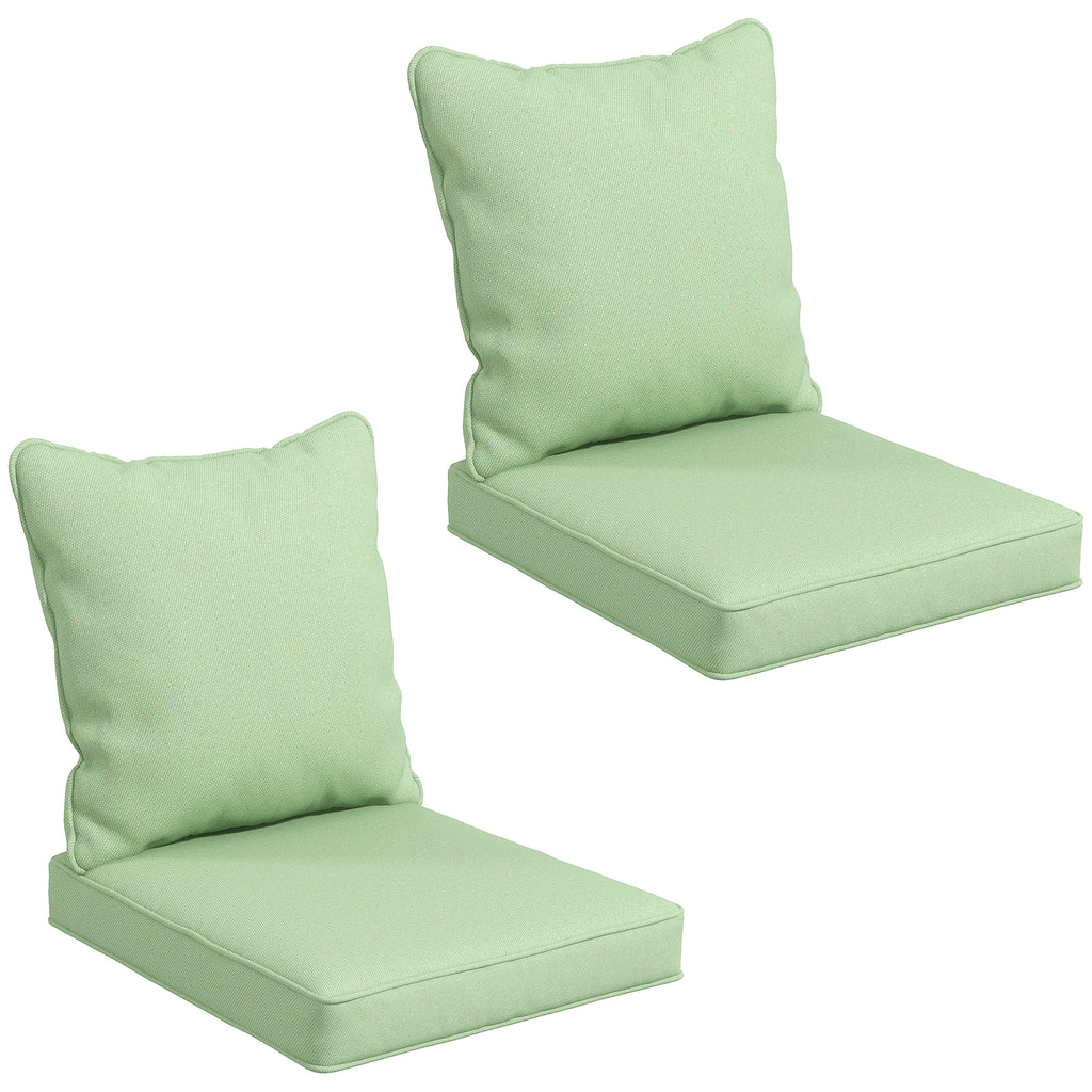 Seat Cushion Back Pillows Replacement Set of 2, Patio Chair Cushions Set for Indoor Outdoor, Green
