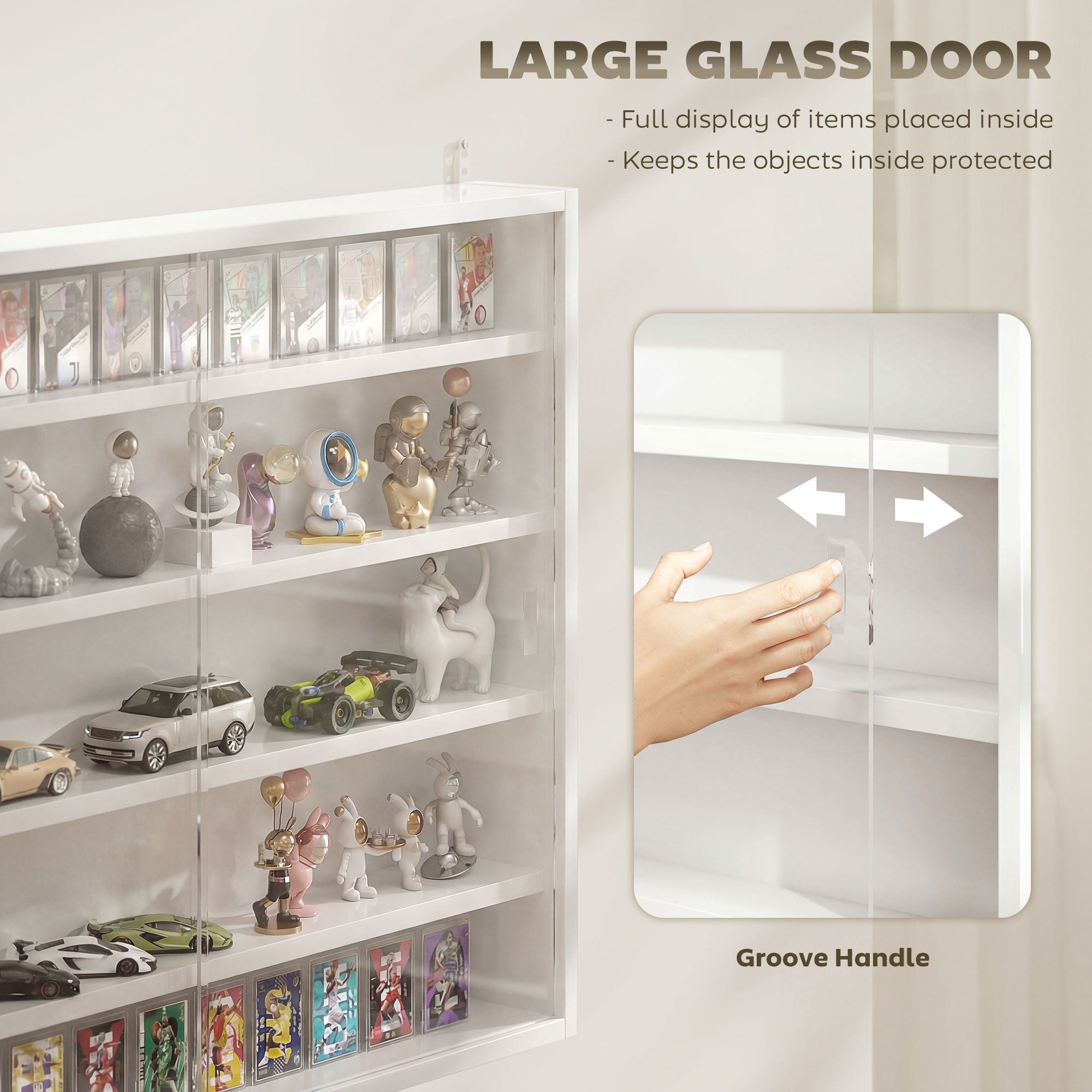 5-storey Display Cabinet, Shot Glass Display Case, Glass Curio Cabinet with 2 Glass Doors and 4 Adjustable Shelves, White