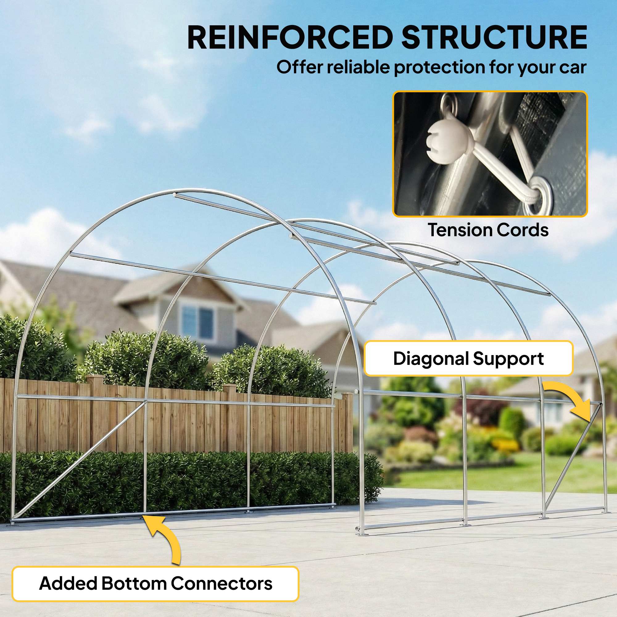 10' x 16' Heavy Duty Portable Carport Tent with Zippered Door, PE Cover for Car, Boat, Motorcycle, Bike, White