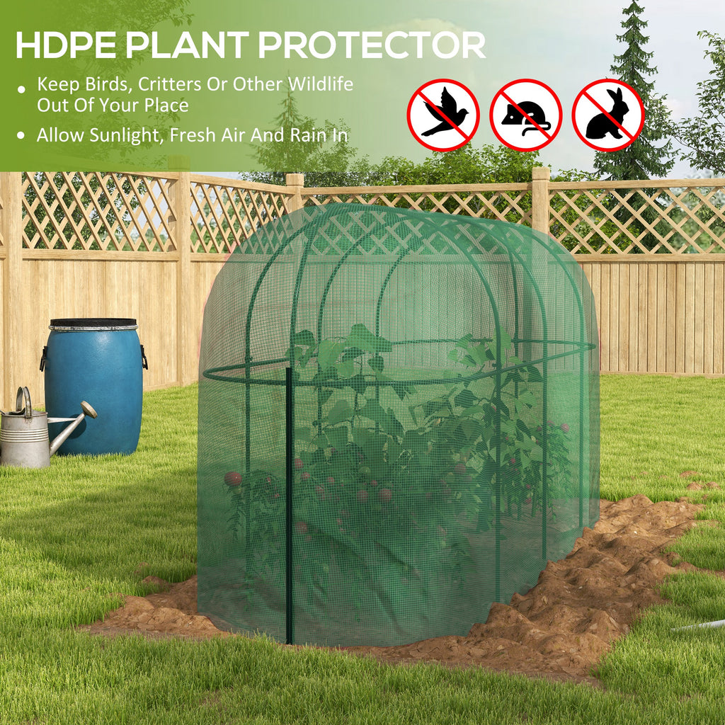 9.8' x 3.3' Plant Protector Tent, Crop Cage with Zipped Door and Ground Stakes for Garden, Yard, Lawn