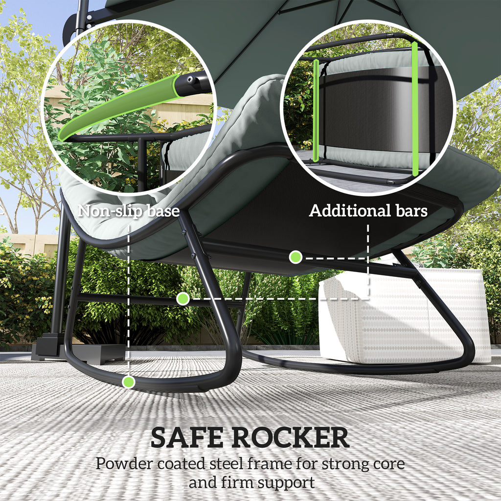 Outdoor Patio Rocking Chair with Cushion, Steel Frame Balcony Chair with Mesh Deep Seat for Porch, Garden, Grey