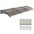 Awning Door Canopy, 120" x 40" Polycarbonate Front Door Outdoor Patio Cover for UV Protection, Brown