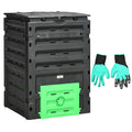 Compost Bin, Garden Composter with 80 Vents and 2 Doors, 120 Gallon (450L), Black
