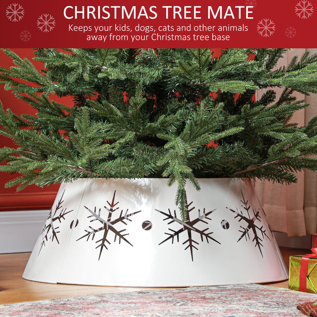26" Christmas Tree Base Cover, Christmas Tree Collar with Hollow Snowflake Patterns for Home Decoration, White